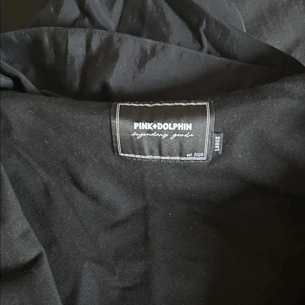 Pink Dolphin Black Hooded Windbreaker with White Piping - Men’s Large - Picture 2 of 4